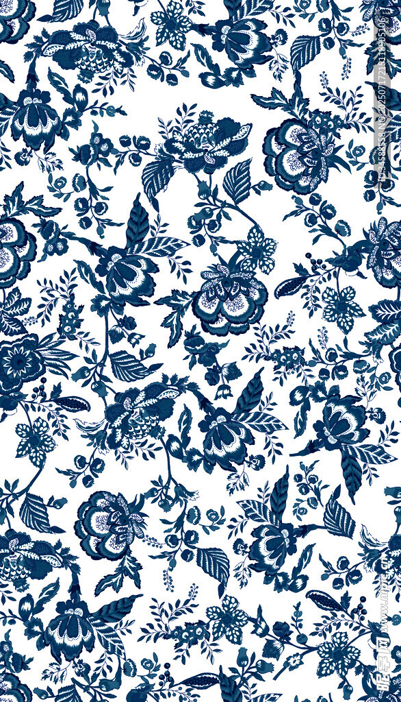 蓝白青花瓷图案纹理