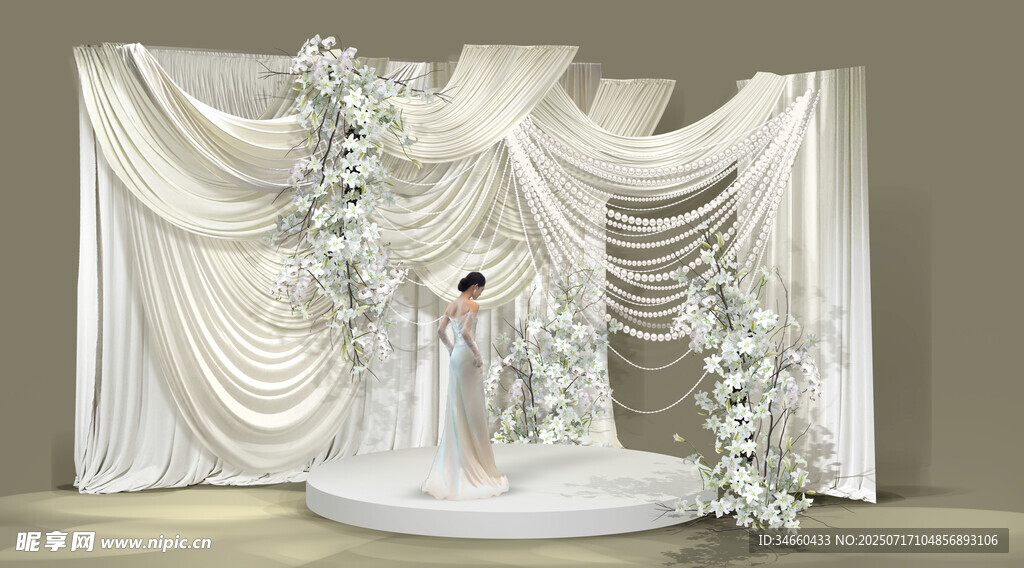 白色浪漫婚礼舞台布置