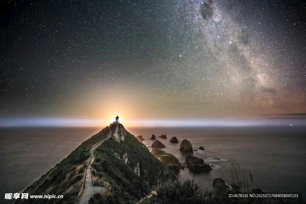 山顶观星人璀璨银河相伴