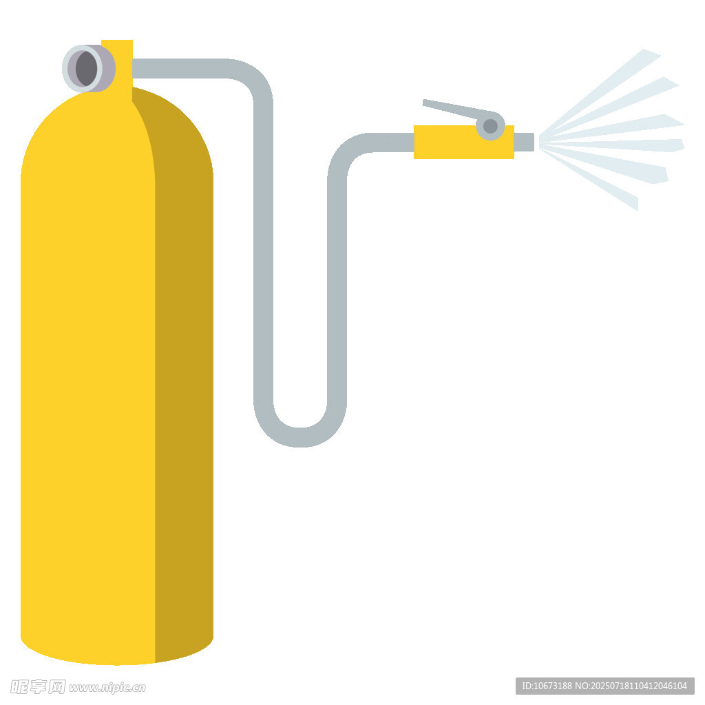黄色灭火器正在喷射
