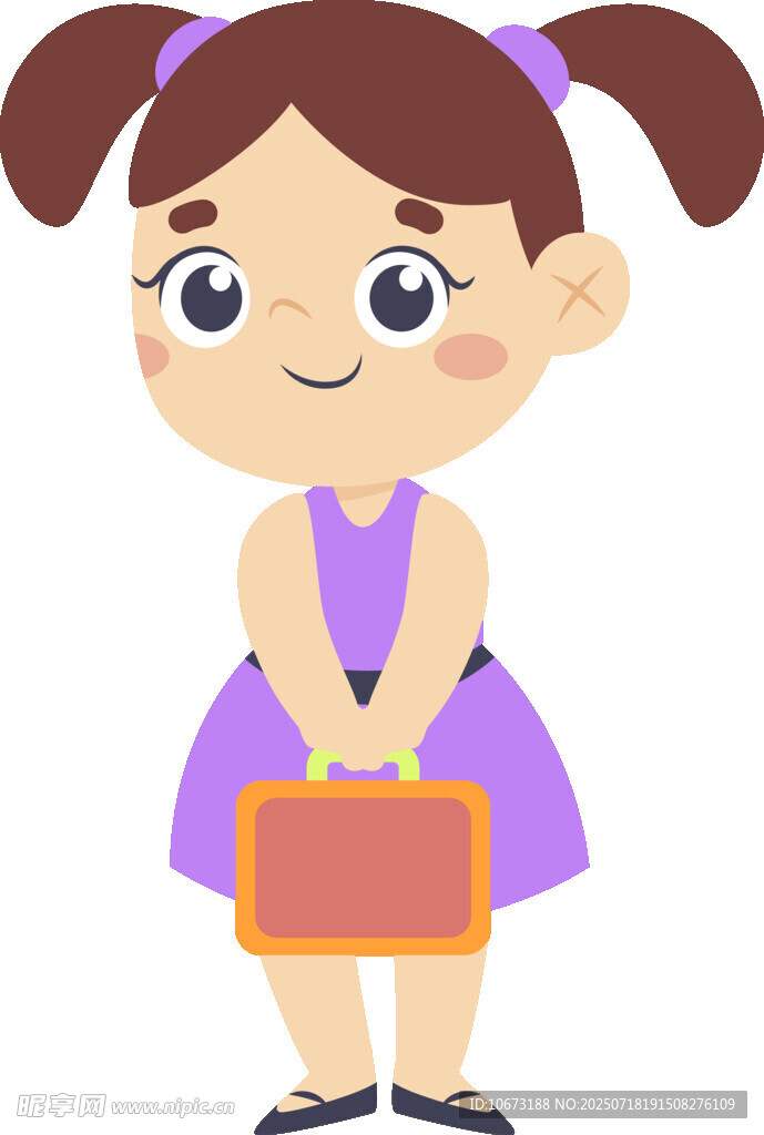 拿手提包的可爱小女孩