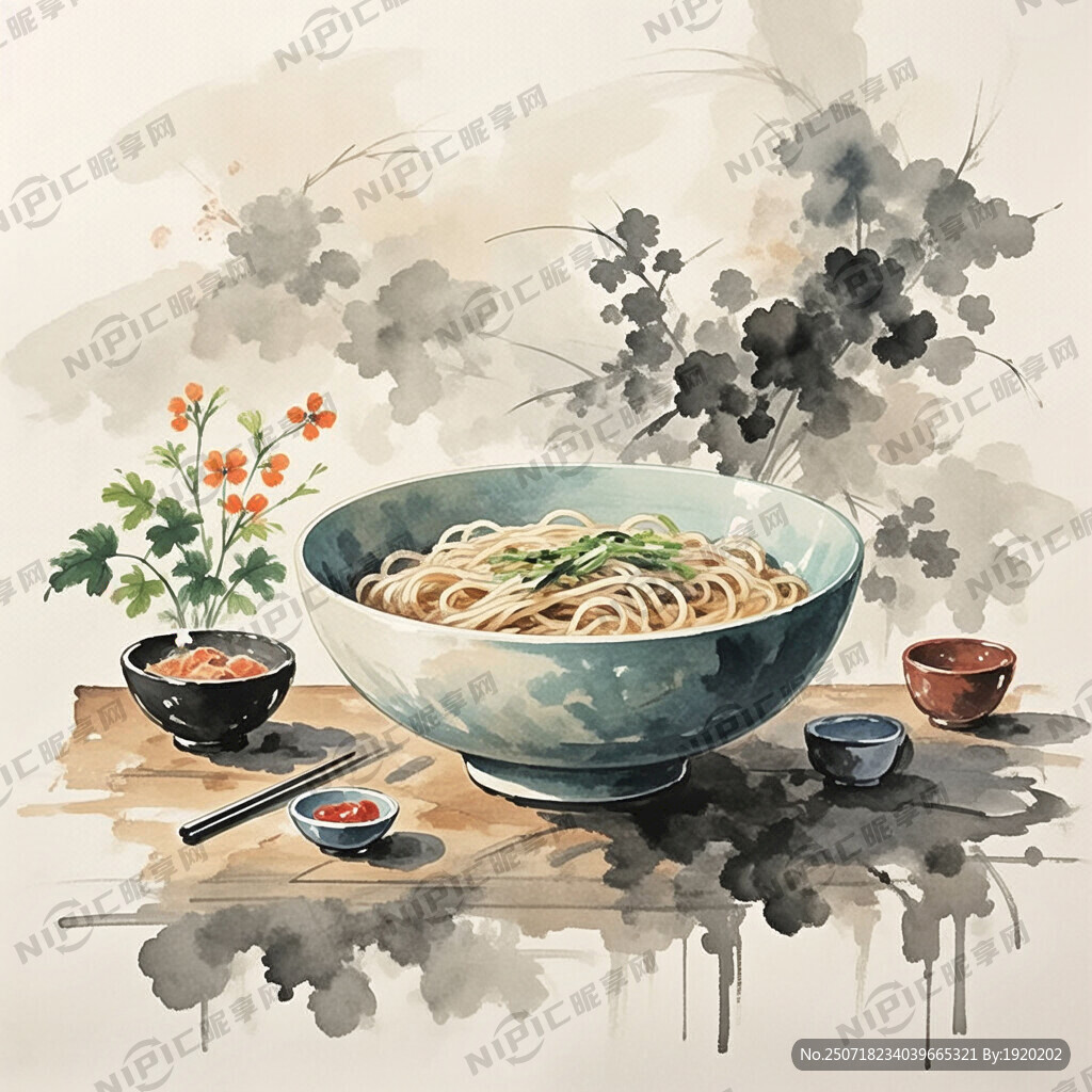 名字早碗见面 风格水墨画