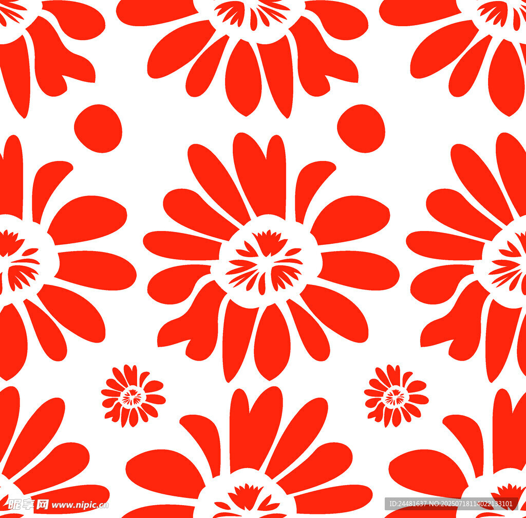 红色花卉图案背景纹理