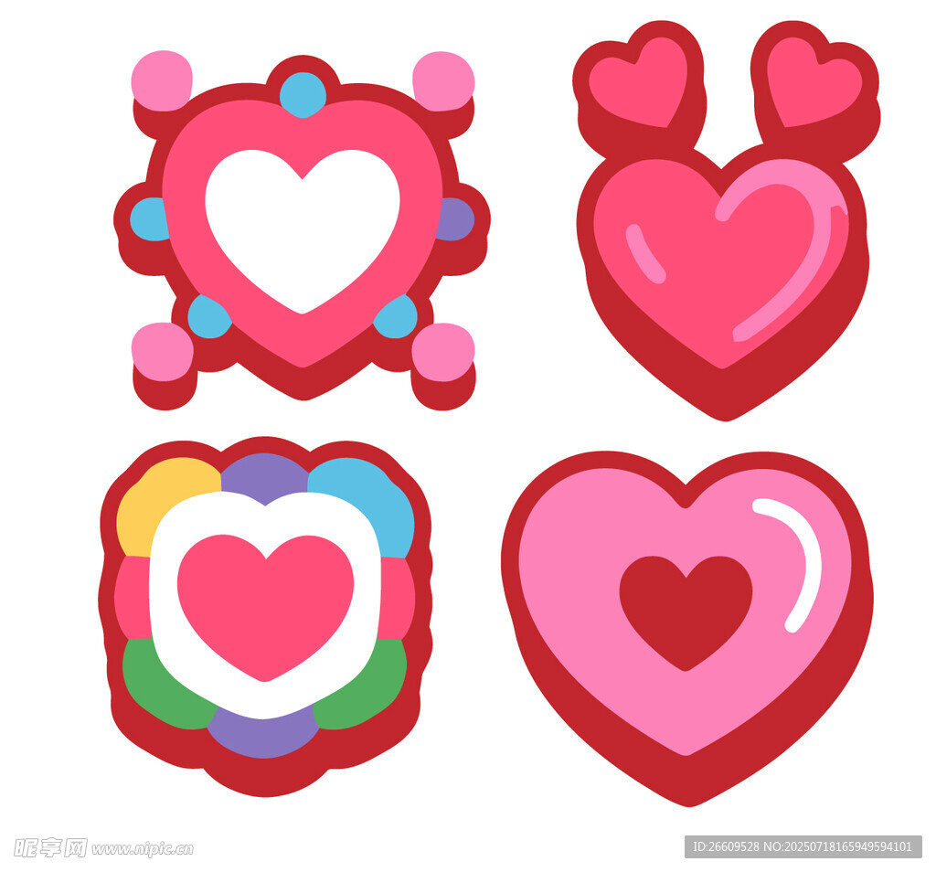 可爱多彩爱心图标集合