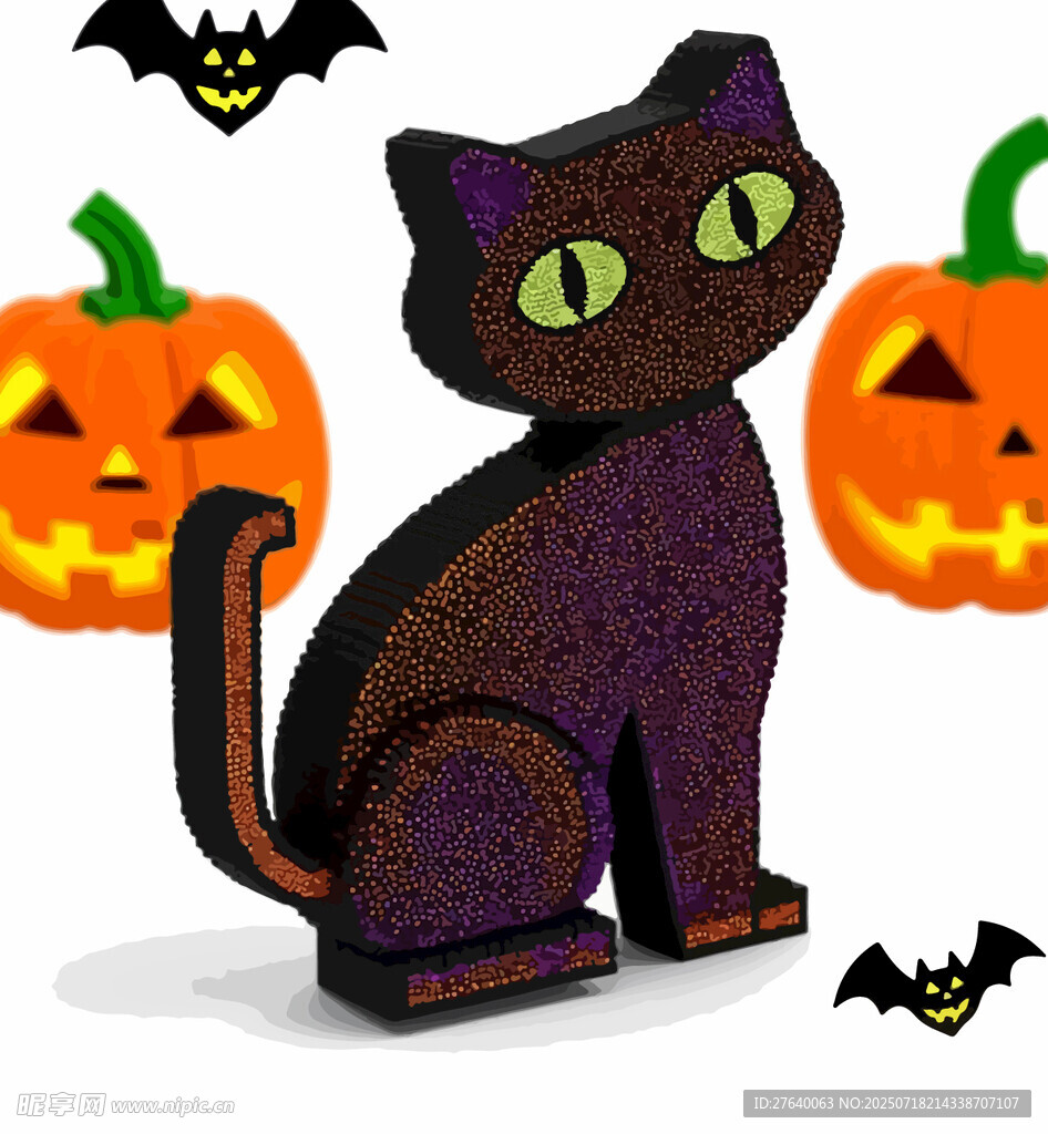 万圣节黑猫插画