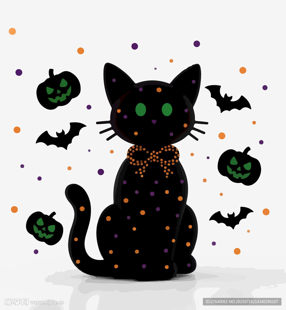 万圣节黑猫插画