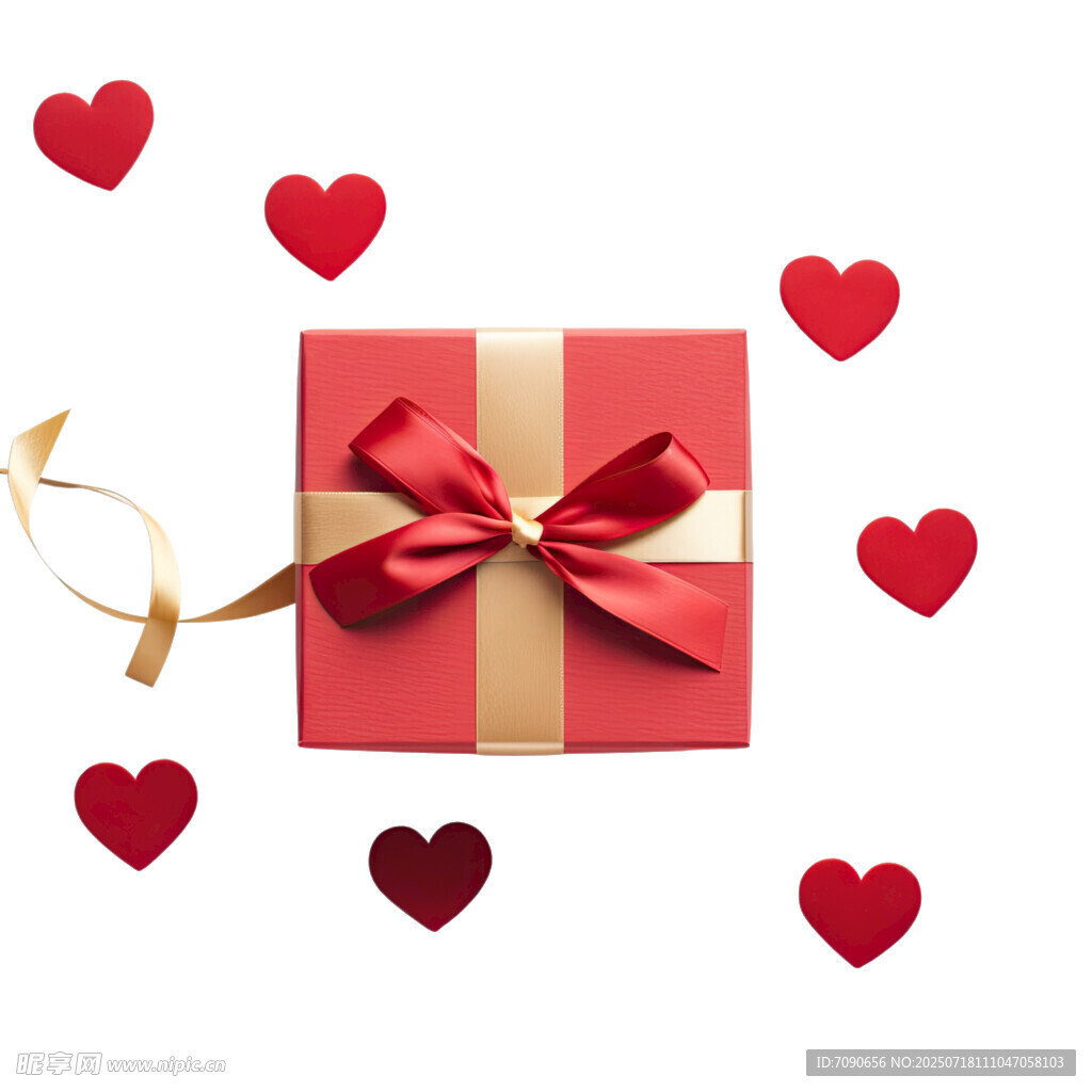 红色礼盒配爱心装饰