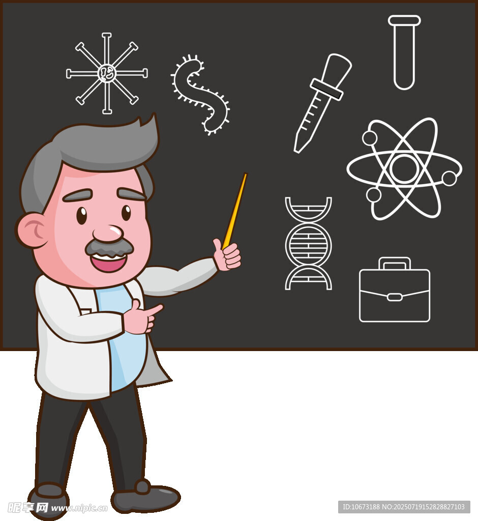 科学家在黑板前讲解科学知识