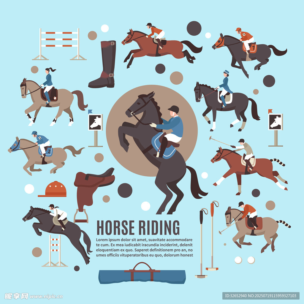 马术运动元素插画