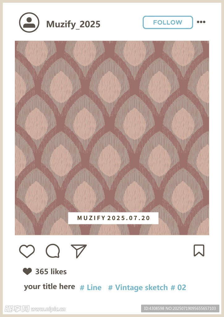 孔雀翎 咖色印花图案