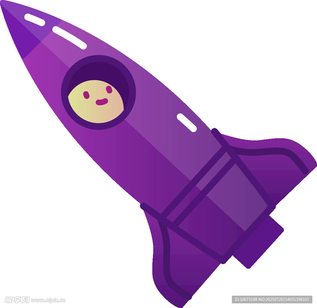 紫色火箭中的可爱小人