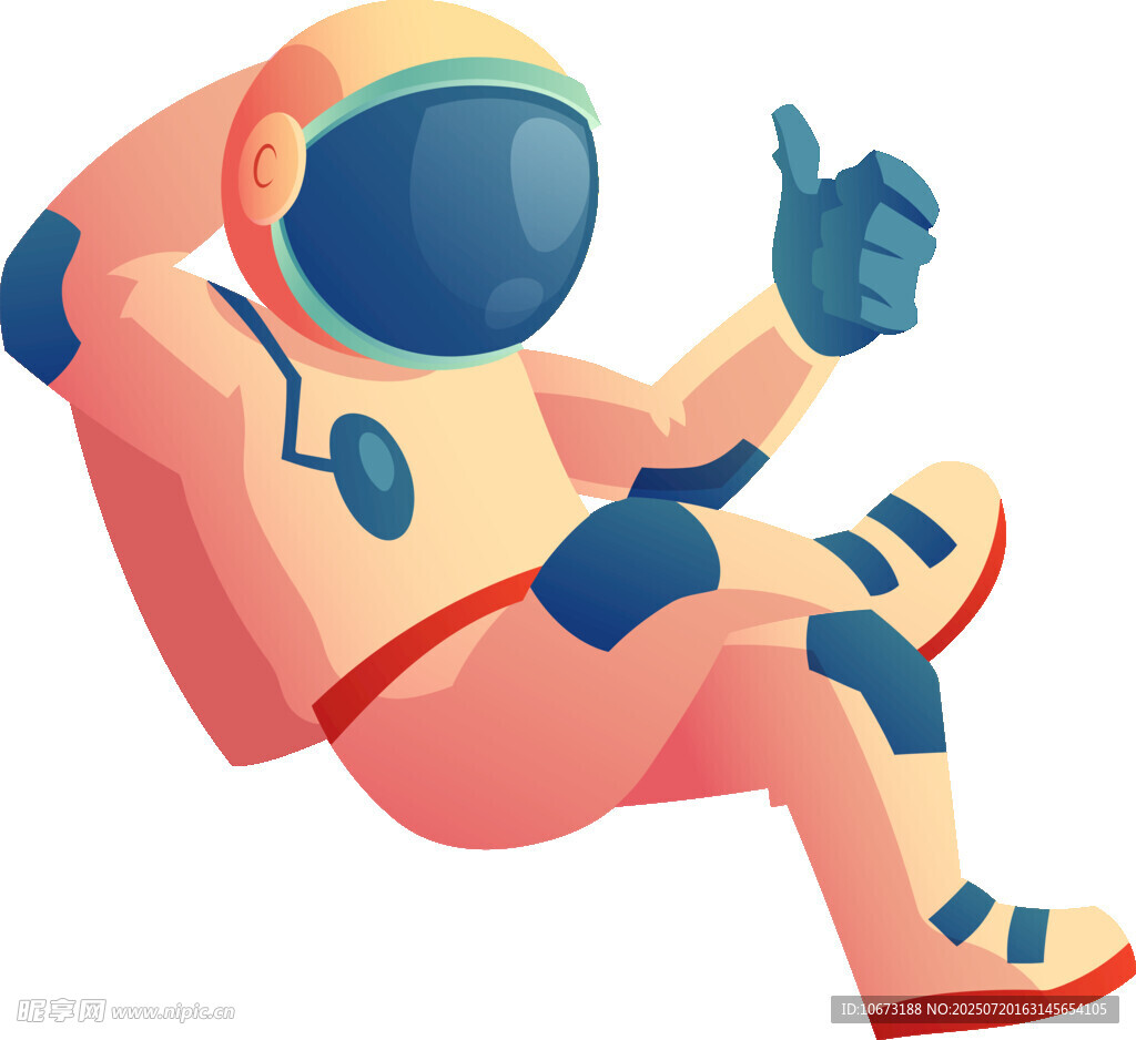 宇航员惬意坐姿竖大拇指