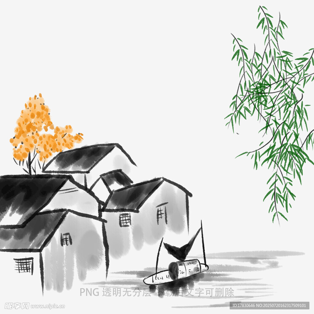 水墨江南水乡景致