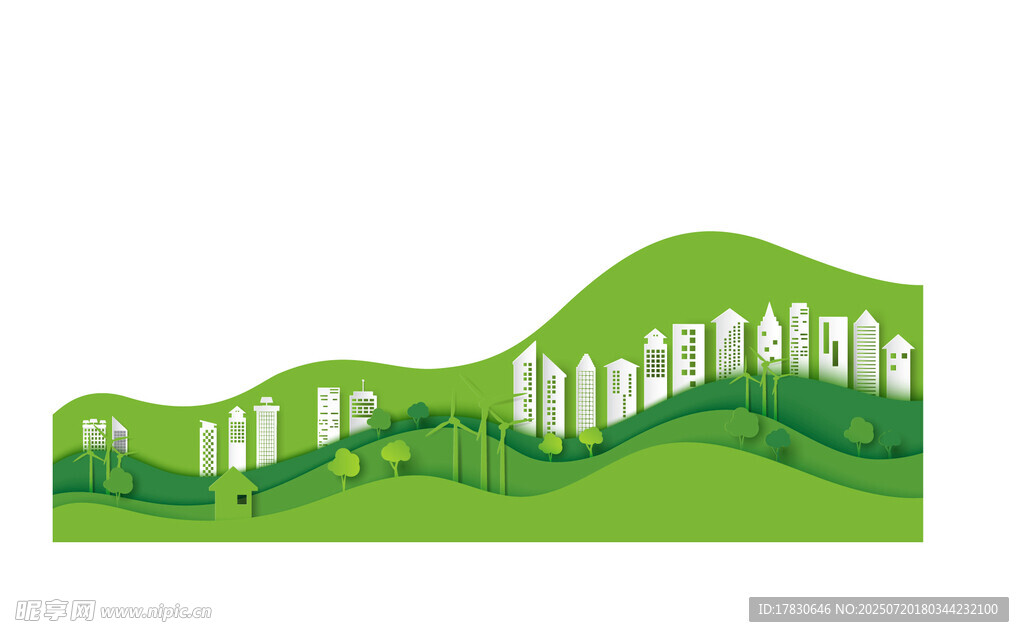绿色山丘上的白色建筑景观