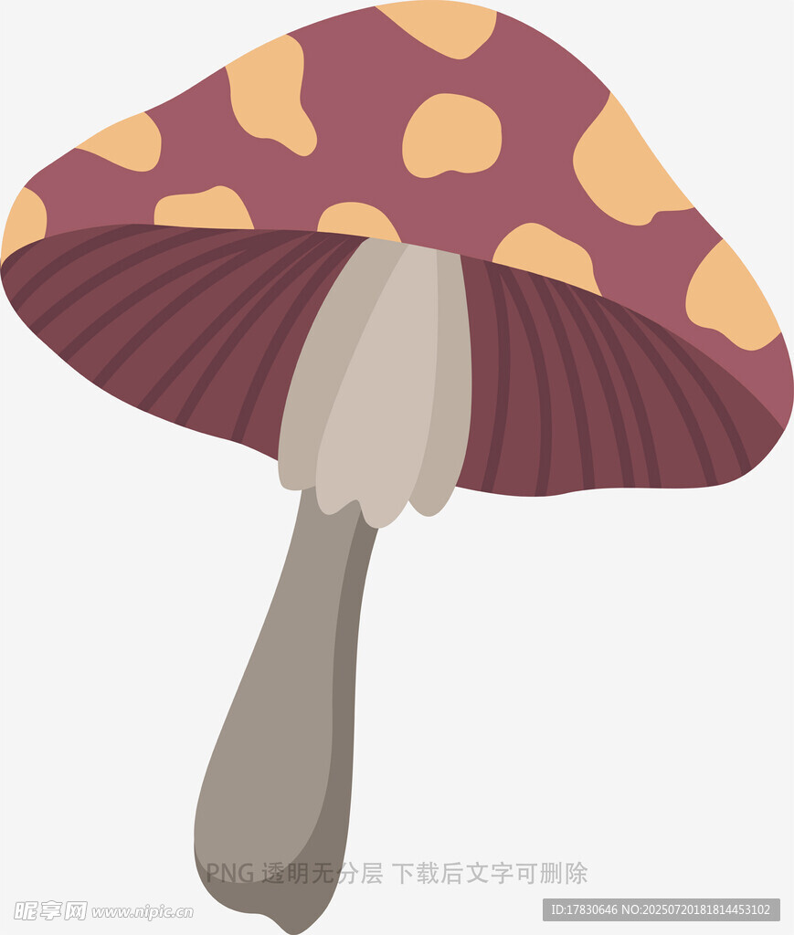 卡通风格紫色斑点蘑菇