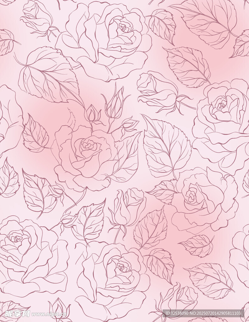 粉色玫瑰手绘花卉背景图