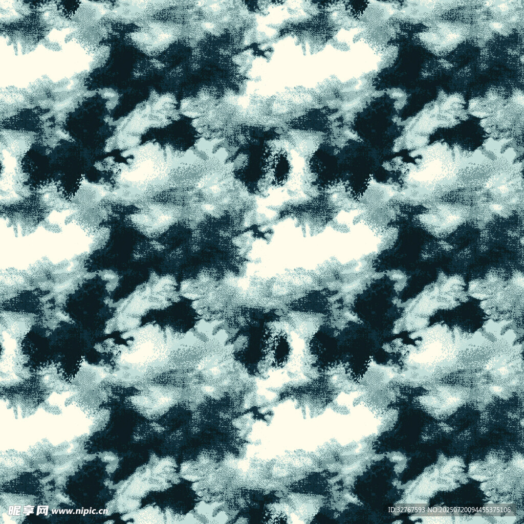 蓝白抽象扎染纹理图案