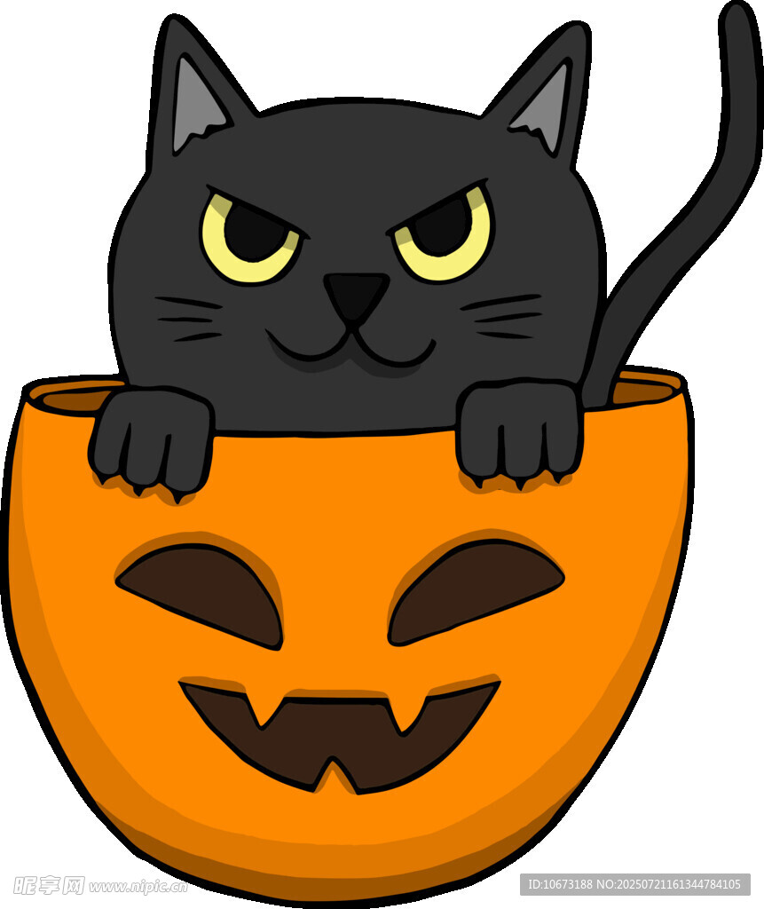 黑猫探身南瓜灯