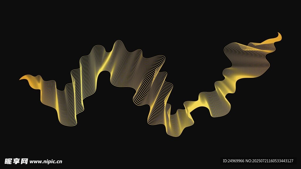 金色动感波浪线条图案