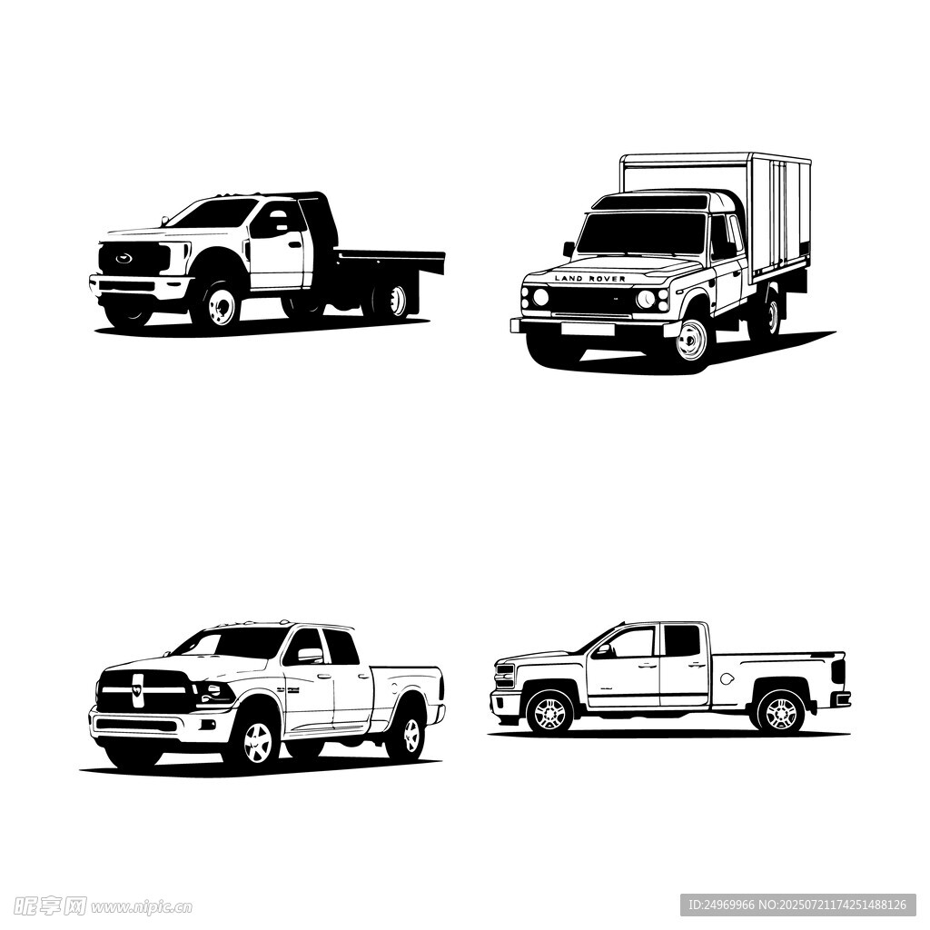 四款不同样式的卡车图标