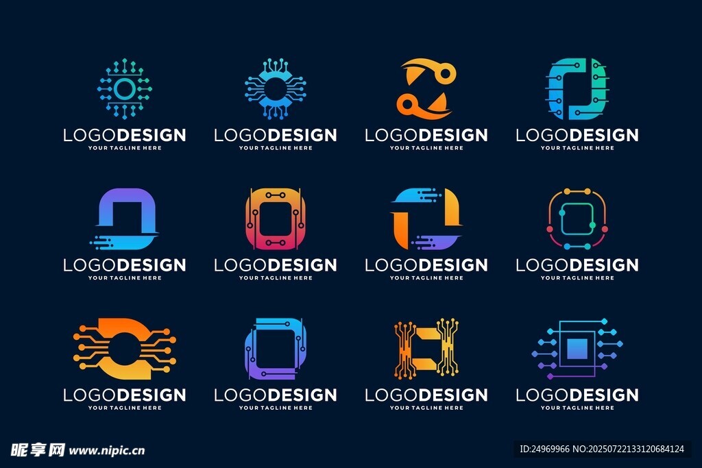 多样创意几何字母标志设计