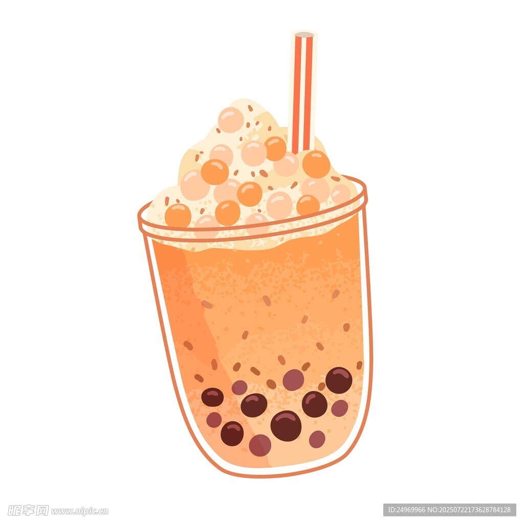 手绘美味珍珠奶茶饮品图
