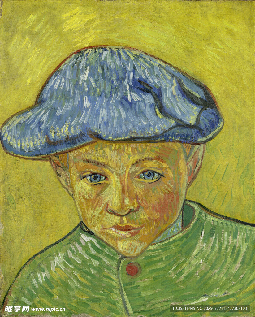 戴蓝帽的孩童肖像