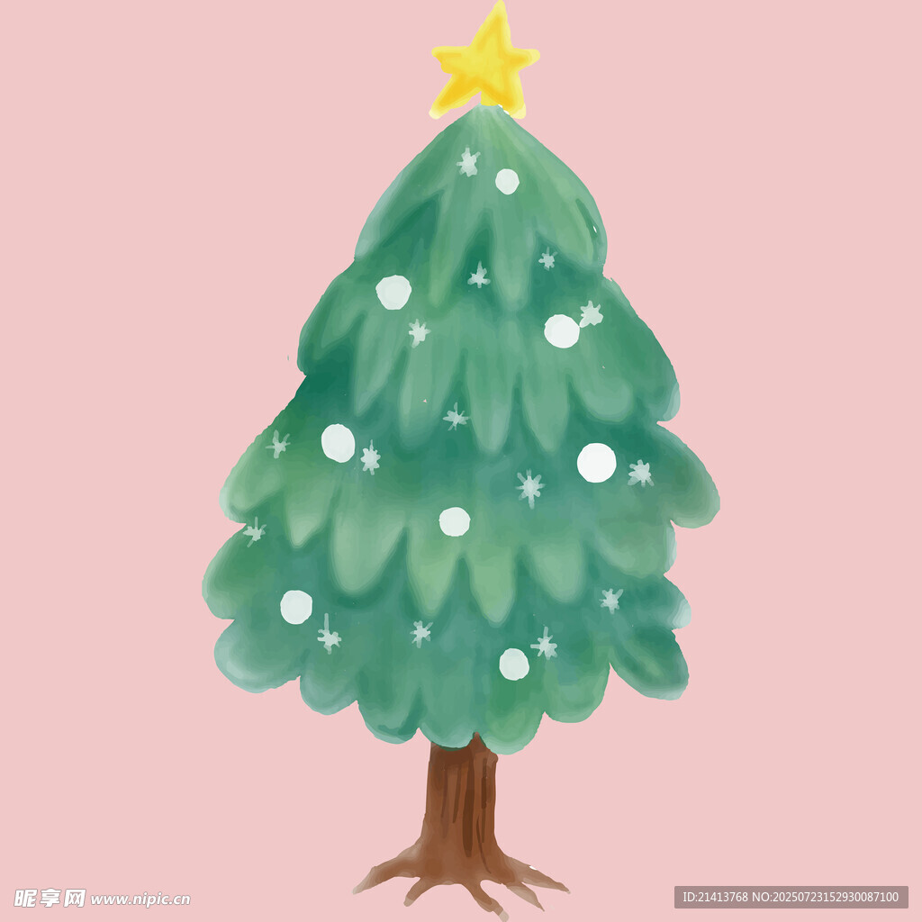 卡通风格绿色圣诞树