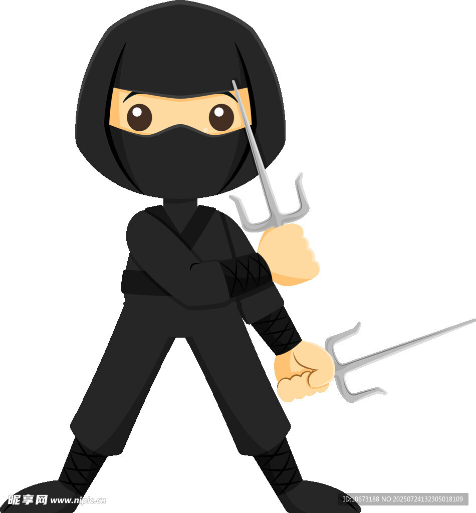 手持双叉的可爱小忍者