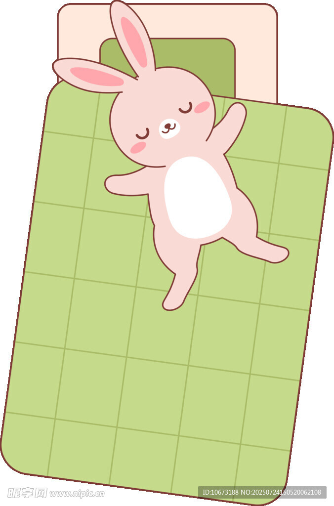 床上躺着的可爱小兔子