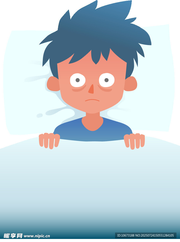 生病卧床的小男孩