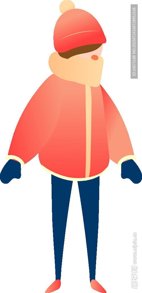 冬日着装的卡通人物形象