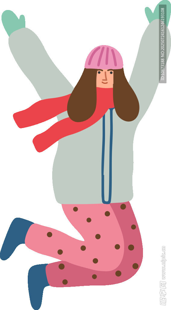 冬日活力女孩快乐跃起