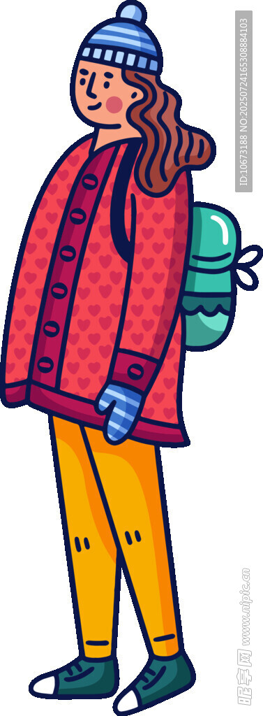 冬日出行的时尚背包女孩