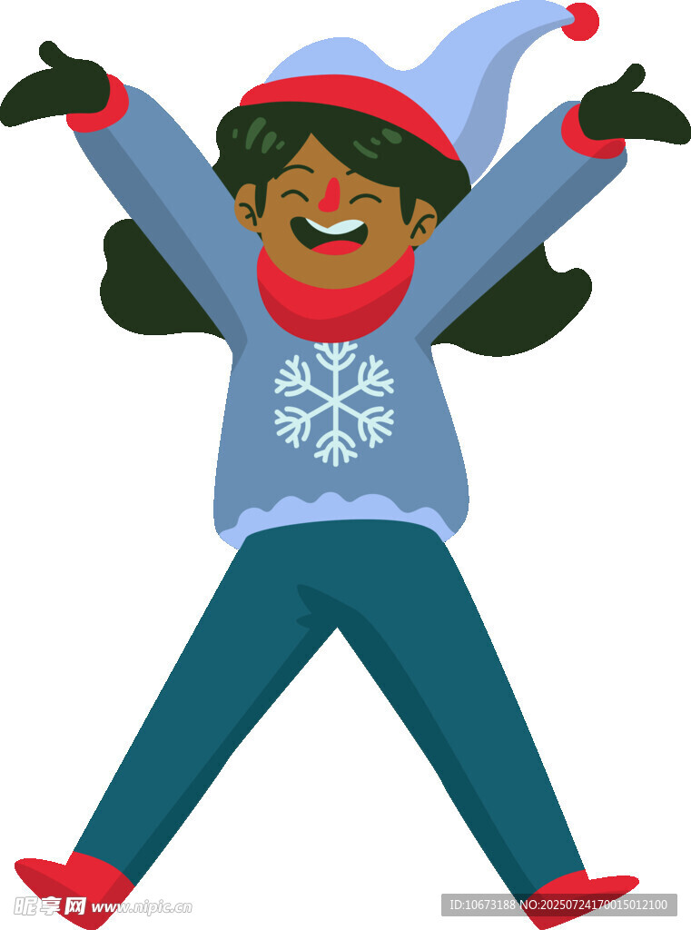 欢乐圣诞女孩张开双臂