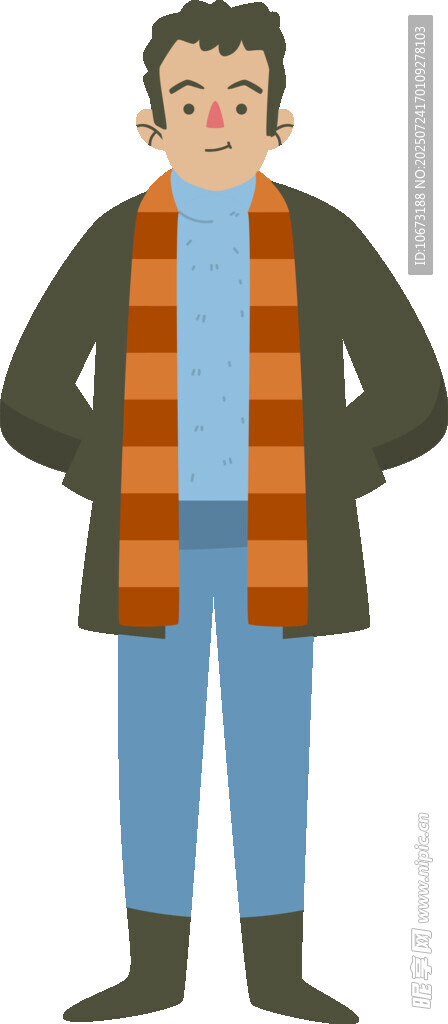 穿着围巾大衣的男子形象