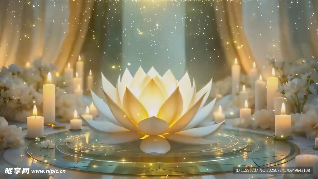 梦幻发光莲花烛台场景