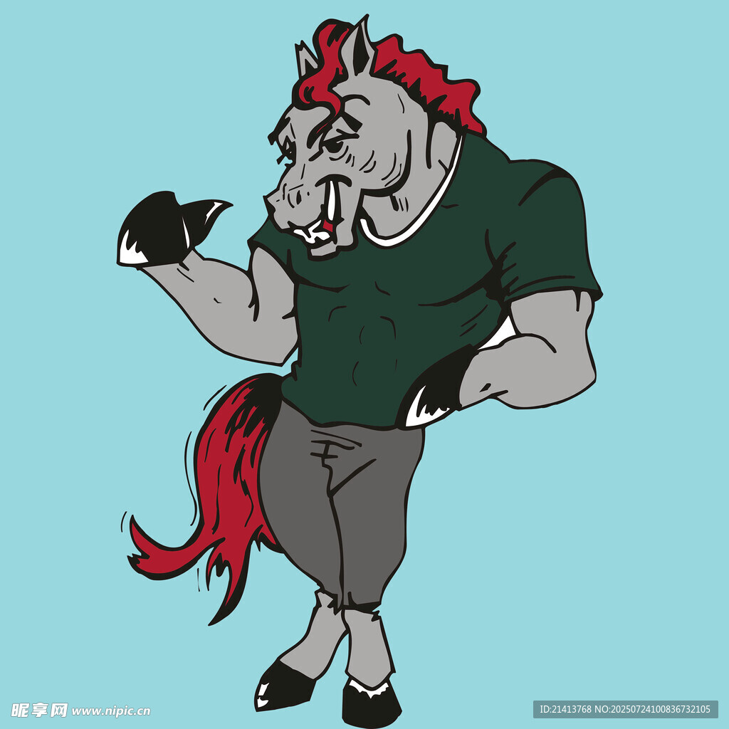 强壮的马人卡通形象