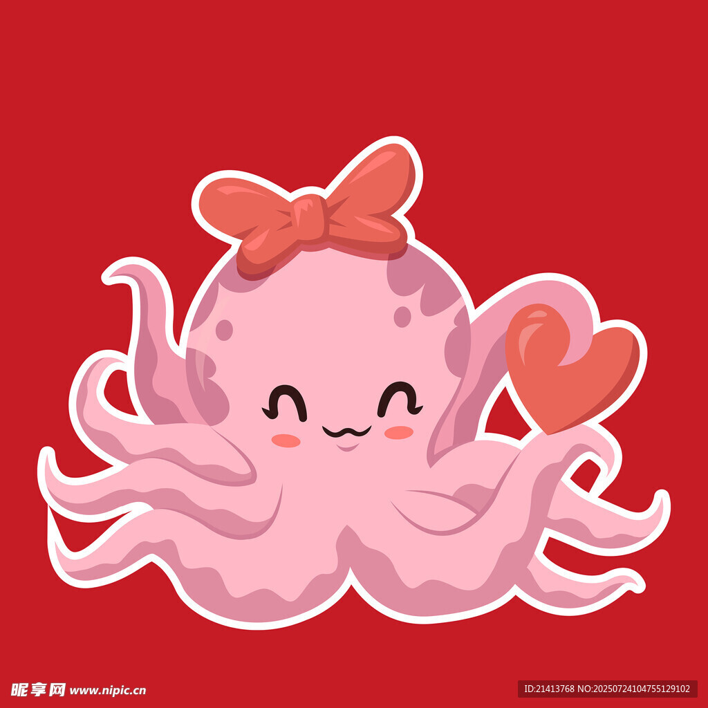 可爱蝴蝶结章鱼比心