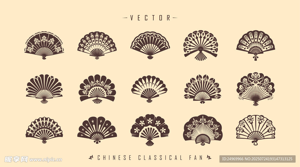 复古扇形图案设计元素