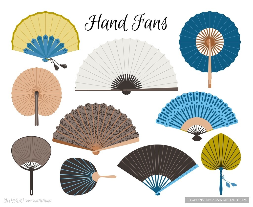 多样手扇图案设计素材