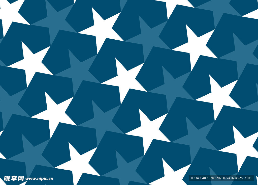 蓝底白星几何图案背景
