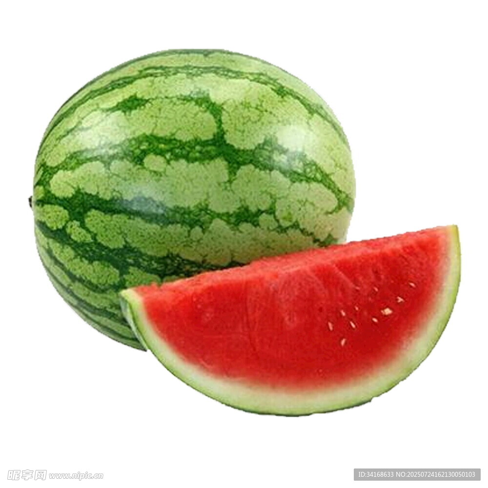 新鲜西瓜  整颗与切片展示