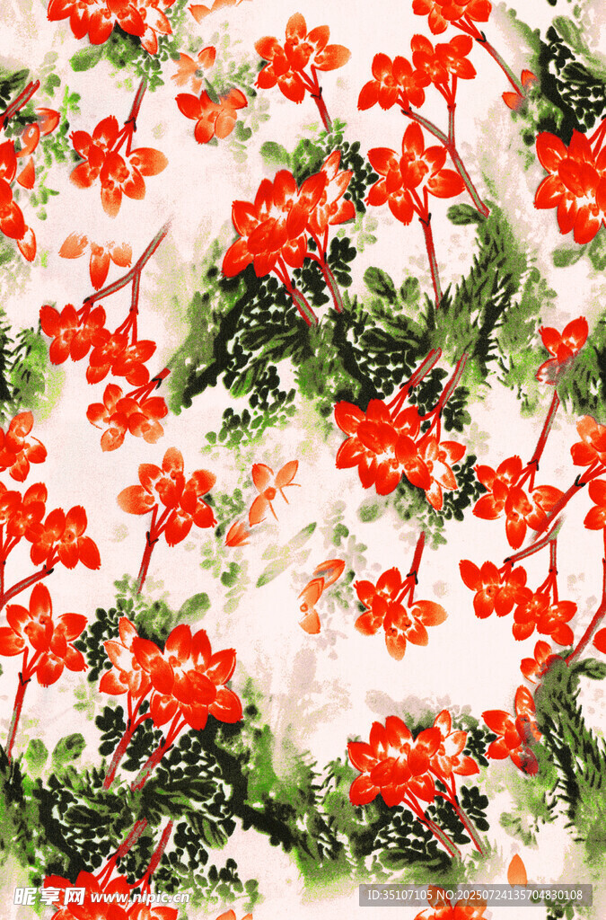 红色花卉图案纹理背景