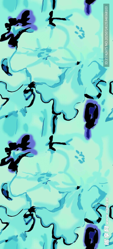 蓝底水墨风抽象图案