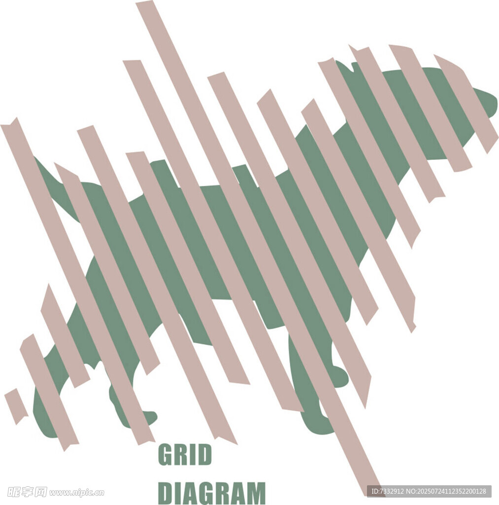 网格图中的动物轮廓