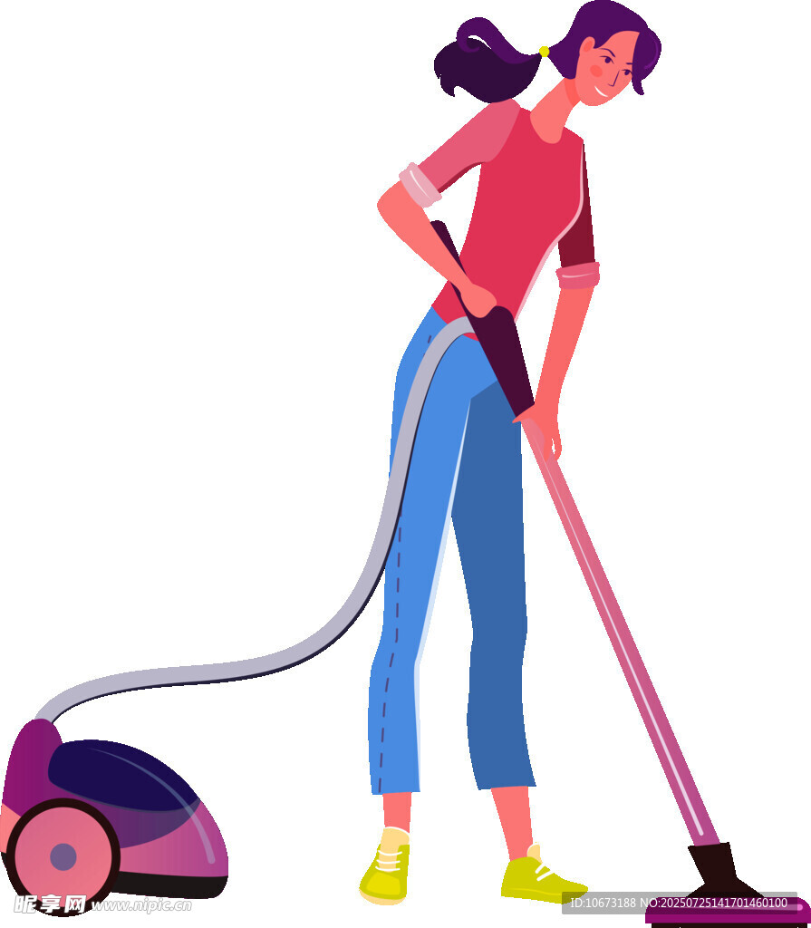 女子使用吸尘器清洁