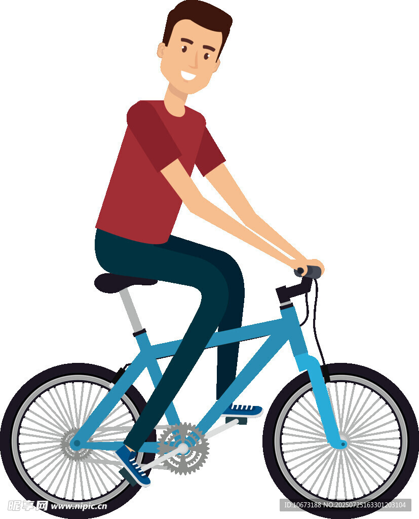 男子骑行蓝色自行车