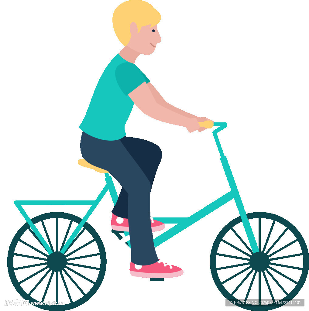 男子骑行绿色自行车