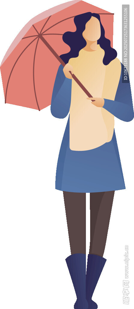 撑伞女士的时尚穿搭